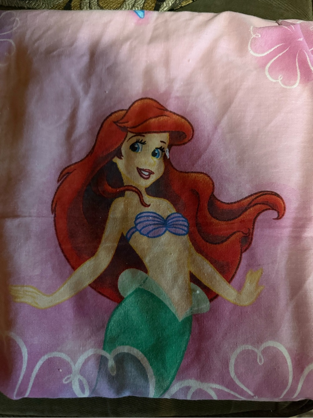 Disney Pink Ariel Mermaid Bedding Sheet with Green Tail